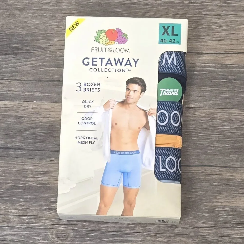 Fruit Of The Loom Men's Getaway Collection Boxer Briefs 3 Pack XL NEW